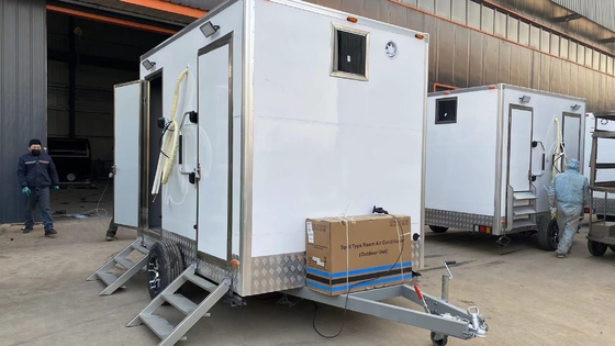 Two-Stall roadable Good Fittings Customized Toilet Movable Trailer Shower Toilet Available On Sale